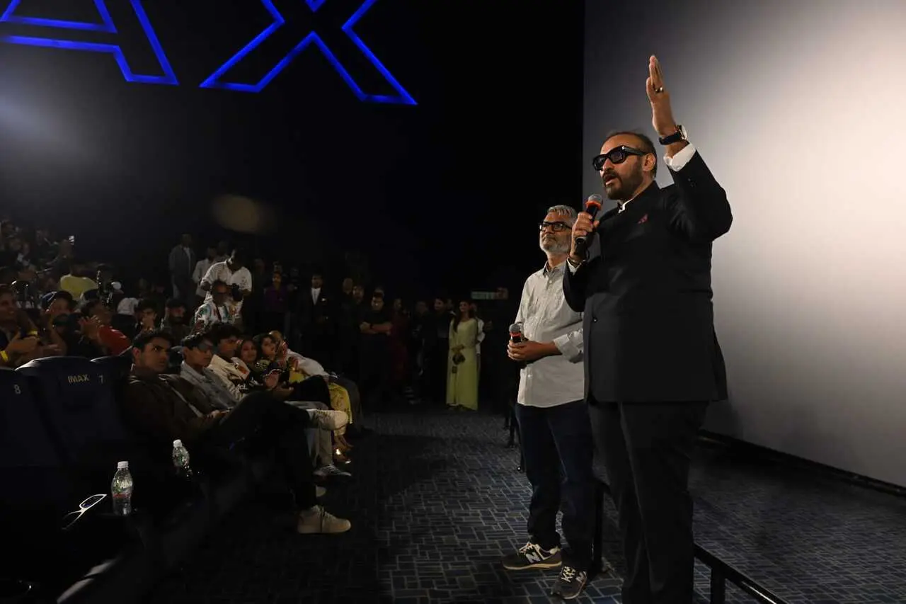 This candid moment shows Namit Malhotra talking to the audience, revealing details about the film.